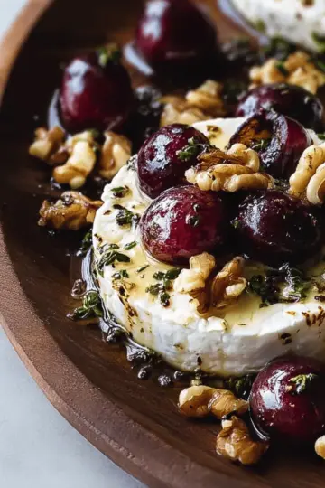 Marinated Goat Cheese with Roasted Grapes and Walnuts