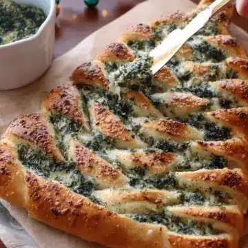 Christmas Tree Spinach Dip Breadsticks