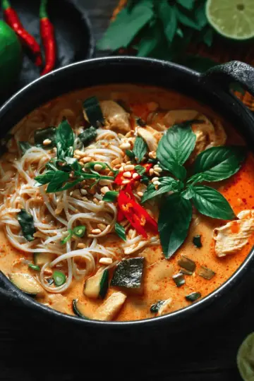 Thai Red Curry Noodle Soup with Chicken