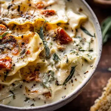 Creamy White Lasagna Soup.