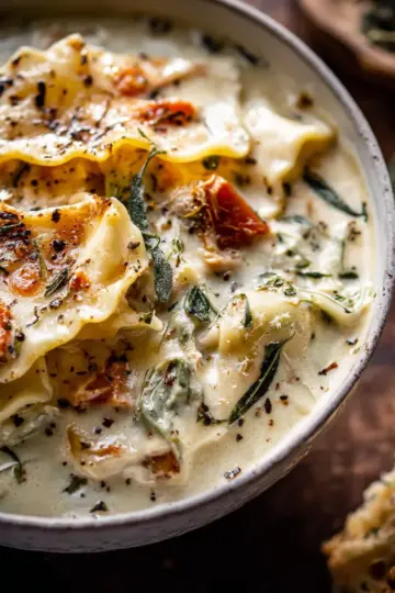 Creamy White Lasagna Soup.