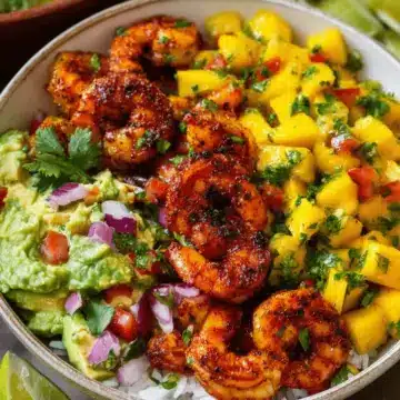 Chili Lime Shrimp Bowls with Mango-Avocado Salsa