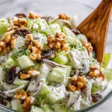 Creamy Celery Salad with Walnuts and Raisins