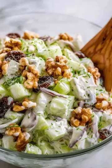 Creamy Celery Salad with Walnuts and Raisins