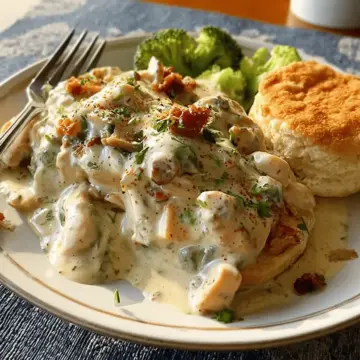 Creamed Chicken Over Biscuits