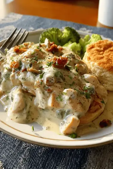 Creamed Chicken Over Biscuits
