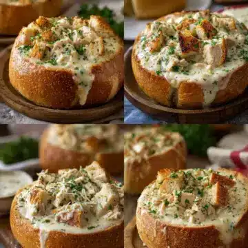 Irresistible Chicken Alfredo Garlic Bread Bowls