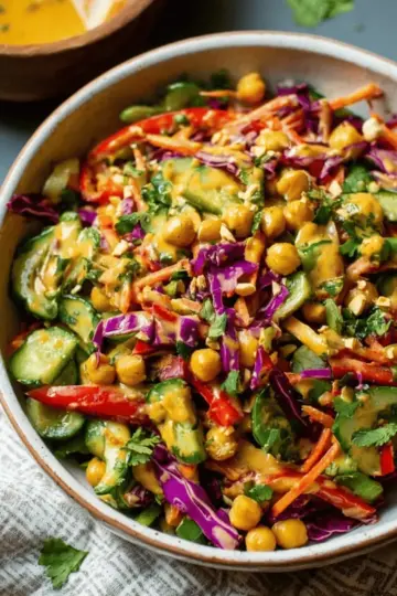 Chopped Thai-Inspired Chickpea Salad with Curry Peanut Dressing