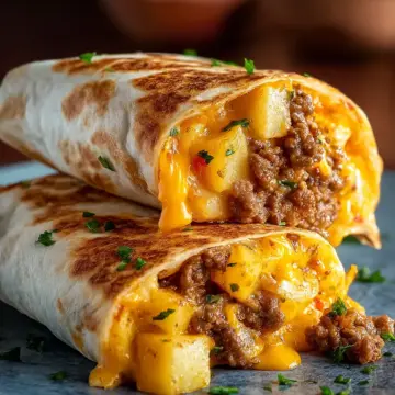 Cheesy Potato Burritos with Beef