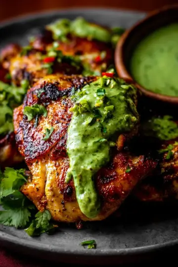Peruvian Chicken with Green Sauce (Aji Verde)