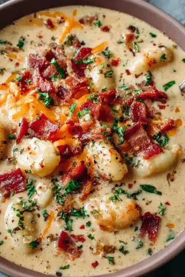 Bacon Cheddar Gnocchi Soup