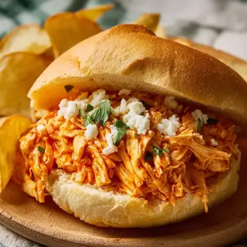 Slow Cooker Buffalo Chicken Sandwiches