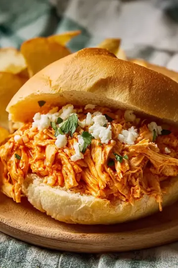 Slow Cooker Buffalo Chicken Sandwiches