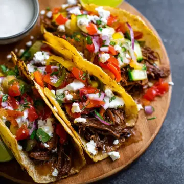 Honey Garlic Shredded Beef Tacos