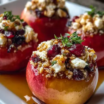 Baked Apples with Feta, Honey, and Cranberries