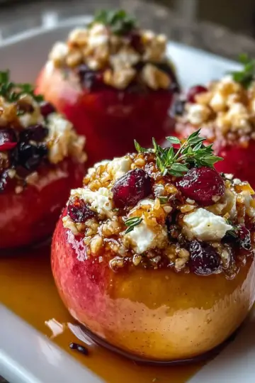 Baked Apples with Feta, Honey, and Cranberries