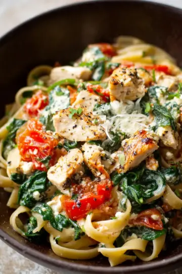 Chicken Feta Spinach Pasta