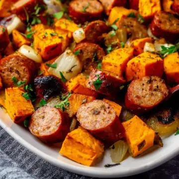Sheet Pan Sausage and Sweet Potatoes