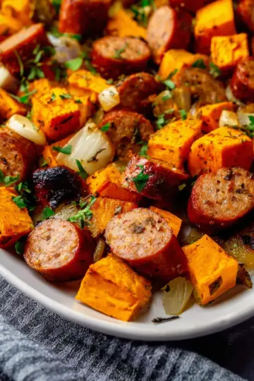 Sheet Pan Sausage and Sweet Potatoes