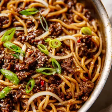 Mongolian Ground Beef Noodles