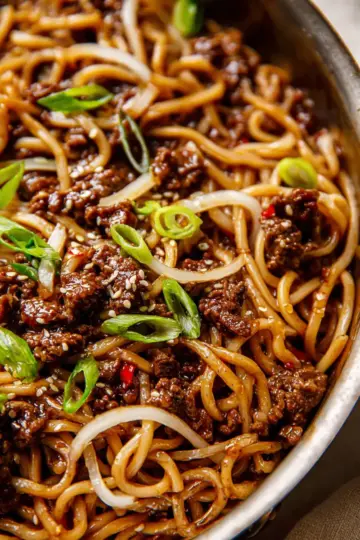 Mongolian Ground Beef Noodles