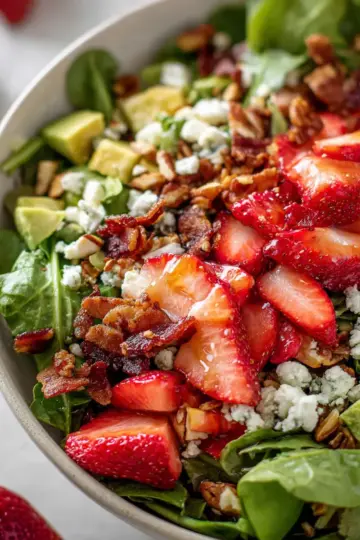 Strawberry Crunch Salad with Champagne Vinaigrette.