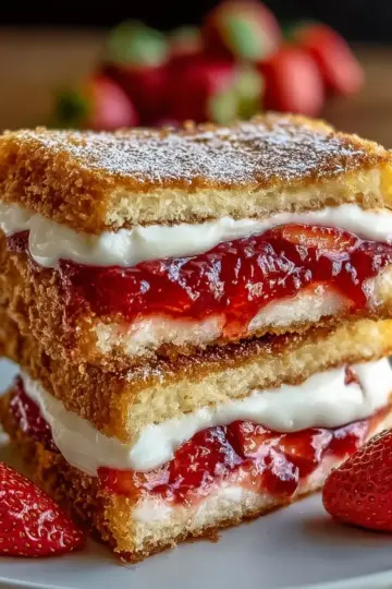 Fried Strawberry Cheesecake Sandwiches