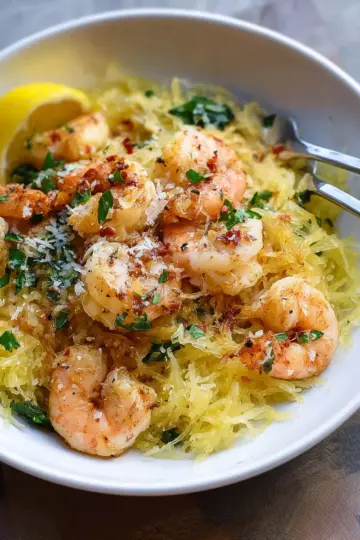 Spaghetti Squash Shrimp Scampi