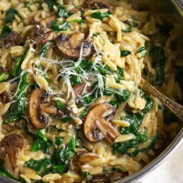 Creamy Mushroom and Spinach Orzo