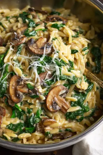 Creamy Mushroom and Spinach Orzo