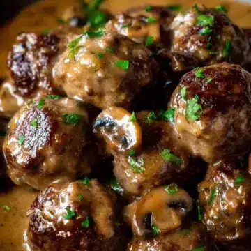 Salisbury steak meatballs with mushroom gravy