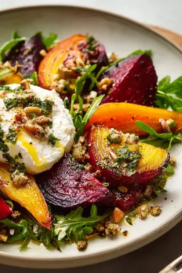 Roasted Beet and Carrot Salad With Burrata