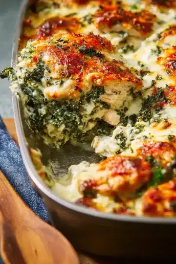 Cheesy Chicken Spinach Bake