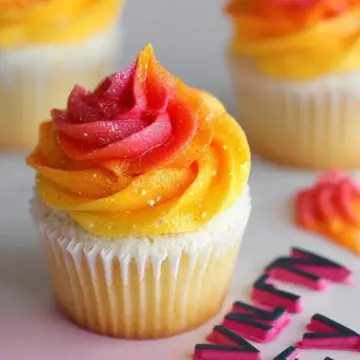 Tropical Vanilla Sunset Cupcakes