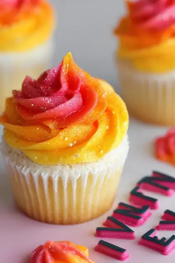 Tropical Vanilla Sunset Cupcakes