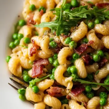Creamy Pasta with Peas and Pancetta