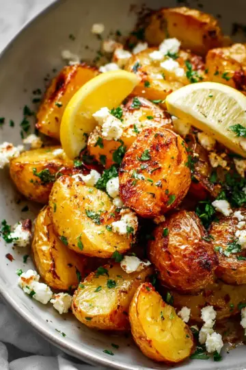 Easy Greek Roast Potatoes With Lemon And Feta