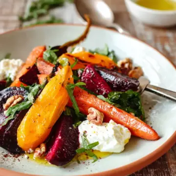 Roasted Beets and Carrots Salad with Burrata