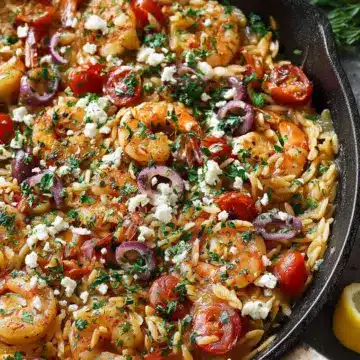 Greek Shrimp with Orzo and Feta (One-Pan, 30-Minute Meal)