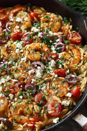 Greek Shrimp with Orzo and Feta (One-Pan, 30-Minute Meal)
