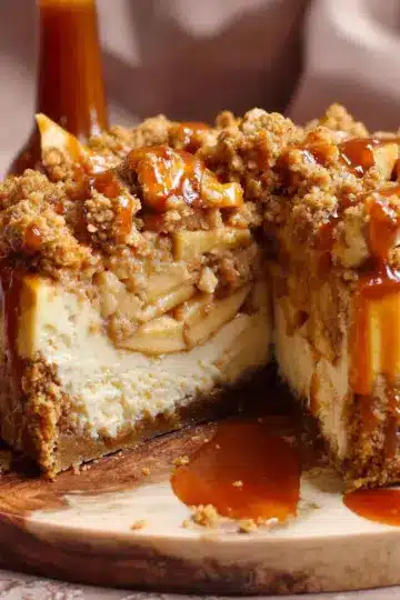 Caramel Apple Crumble Cheesecake