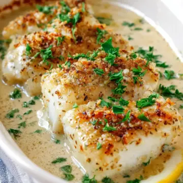 Creamy Lemon Garlic Baked Cod