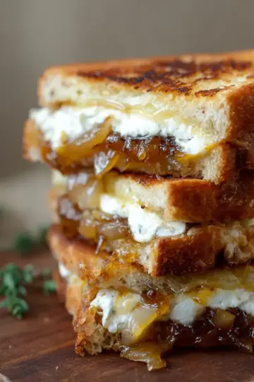 Honey Roasted Pear, Chevre and Caramelized Onion Grilled Cheese